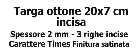 Targa ottone 20x7 cm incisa