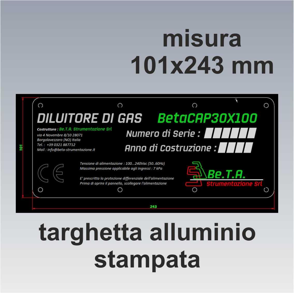 serie 20 targhe in alluminio misura 101X243 mm