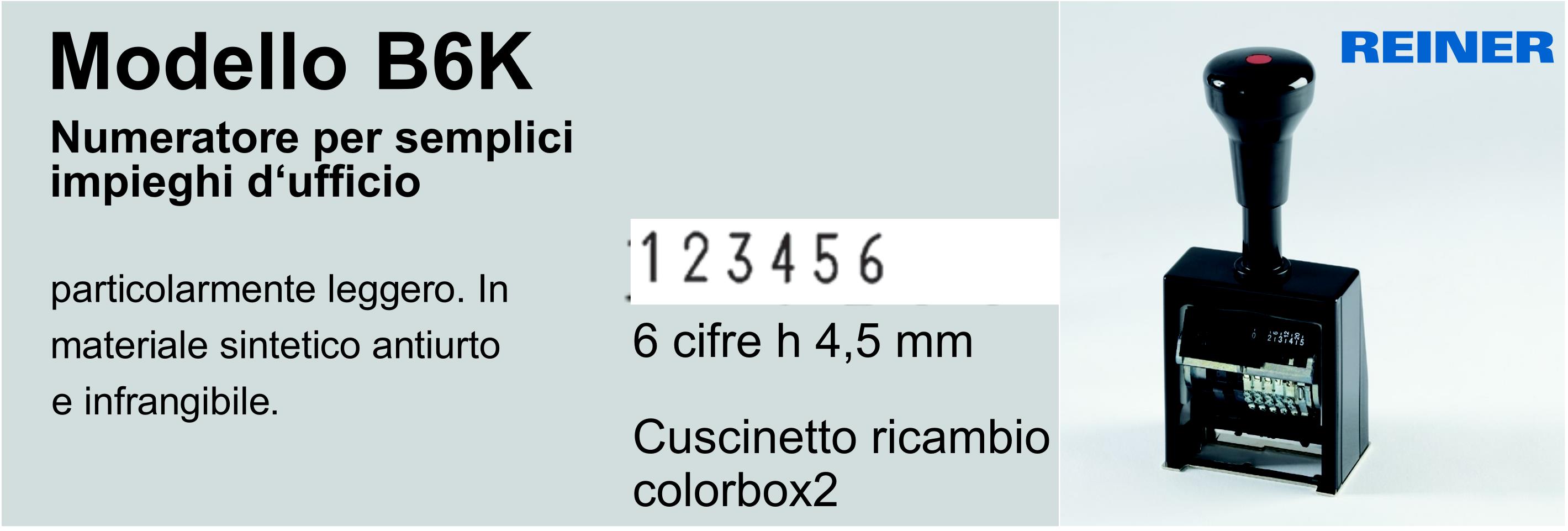 Timbro Numeratore progressivo autoinchiostrante in metallo B6K reiner