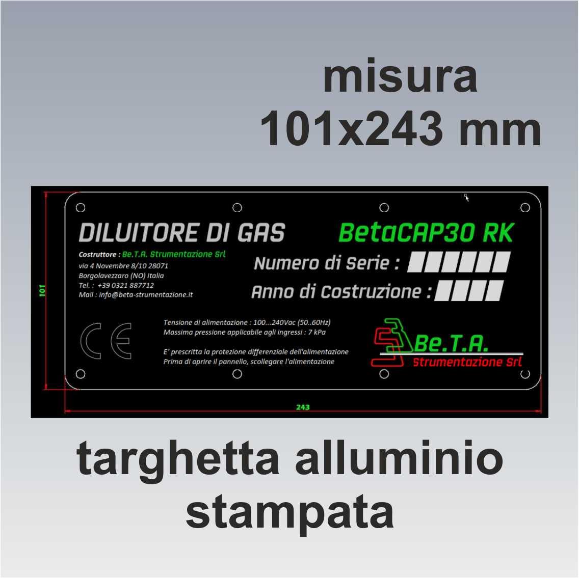 serie 20 targhe in alluminio misura 101x243 mm(B)