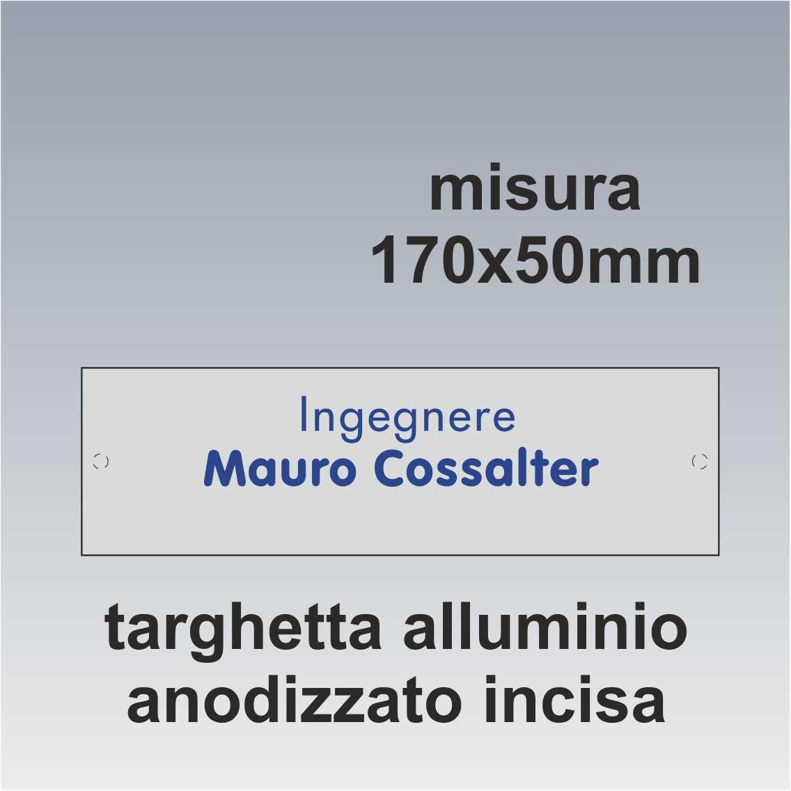 Targa alluminio anodizzato incisa