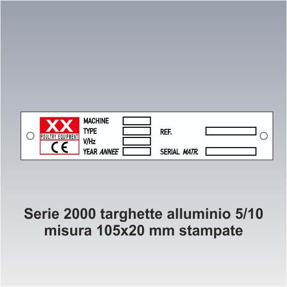 Targhette in alluninio stampate misura 105x20 mm